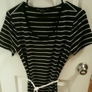 Black and white striped dress